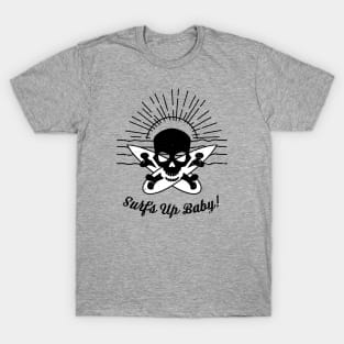 Surfs Up Sunrise Skull Surfer T-Shirt